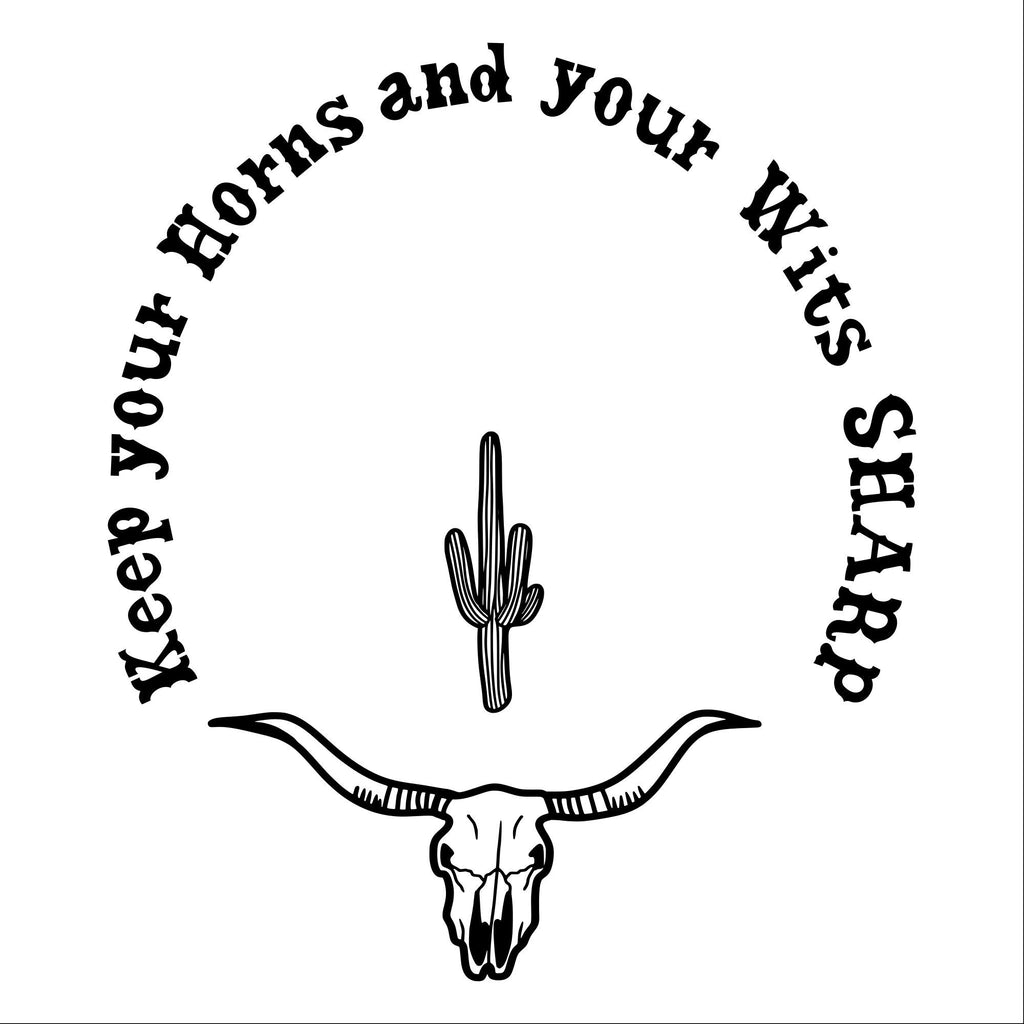 Keep Your Horns Sharp hat burning design for wide brim hats.