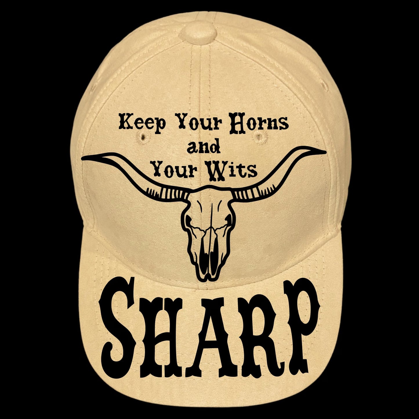 Keep Your Horns Sharp Baseball Cap Hat Burning Design