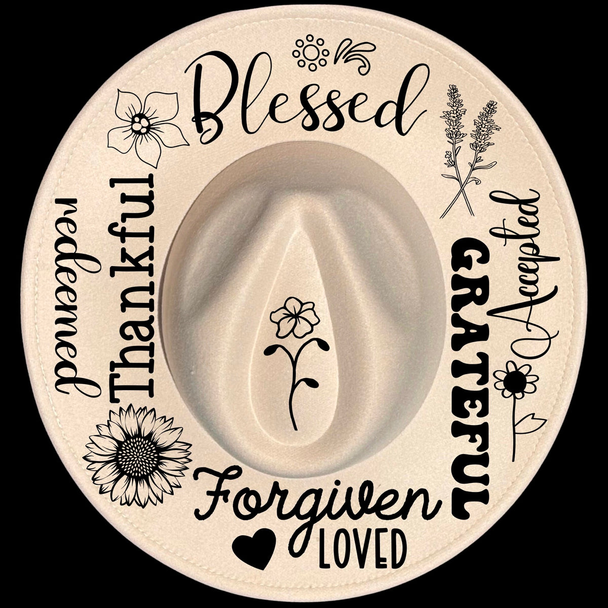I Am Blessed design on a wide brim hat