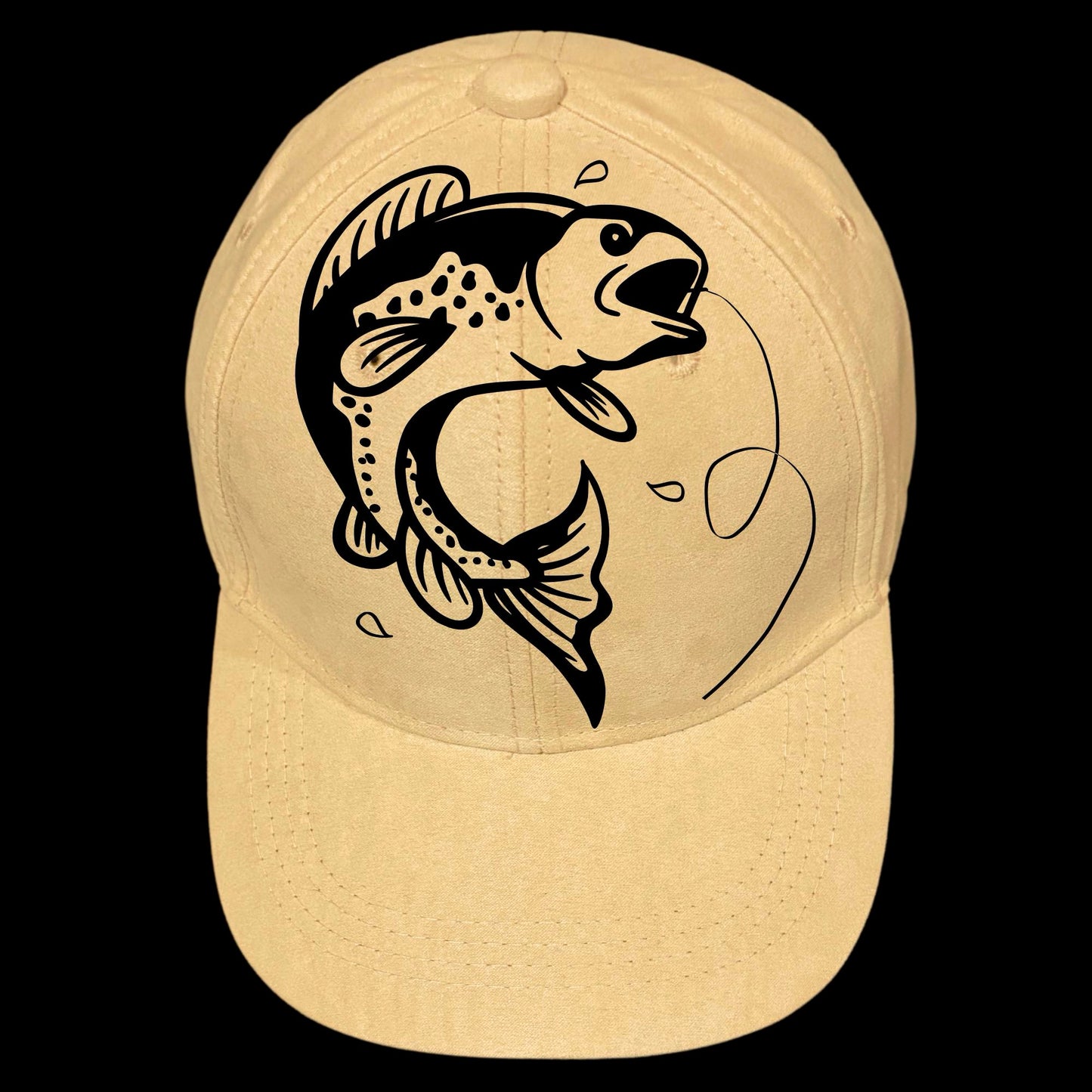 Jumping Fish burned hat burning design on a baseball cap