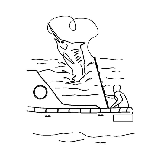 Jumping Marlin baseball hat burning design