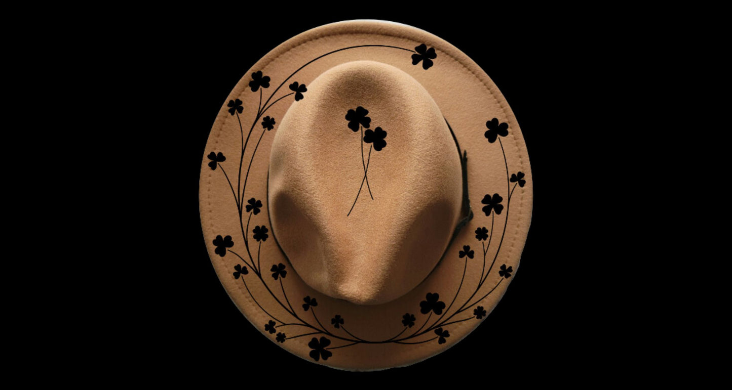 Lady Luck Shamrock design on a narrow brim hat