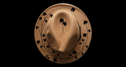 Lady Luck Shamrock design on a narrow brim hat