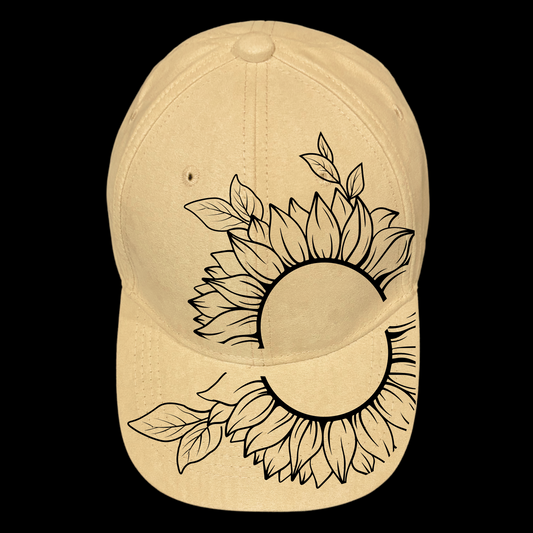 Large Sunflower design on a baseball cap
