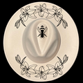 Lily Wreath With Bee design on a wide brim hat