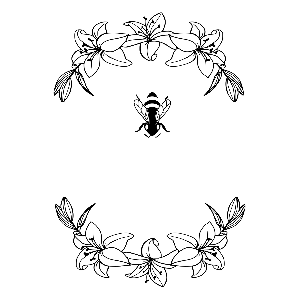 Lily Wreath With Bee hat burning design template