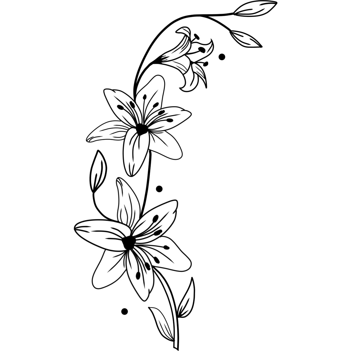 Lily wreath design on a white background