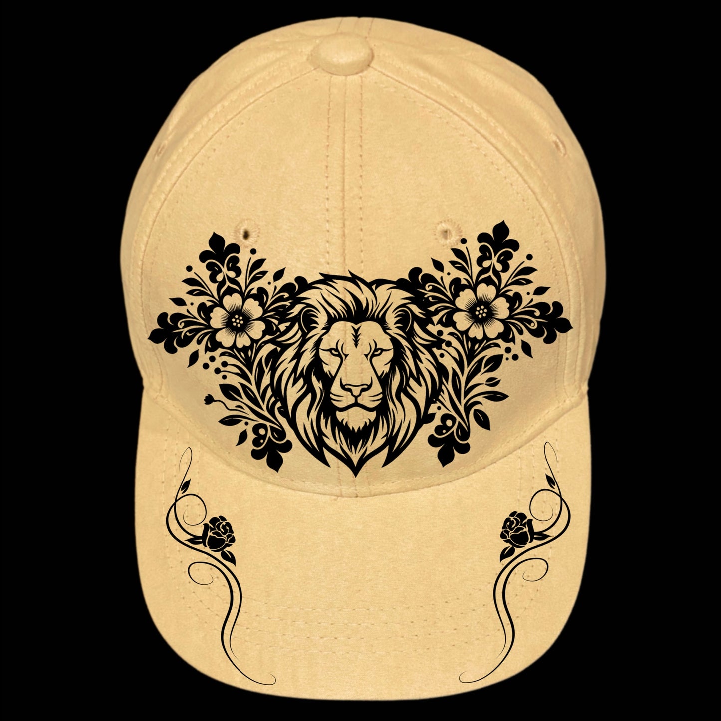 Lion Bouquet burned hat burning design on a baseball cap