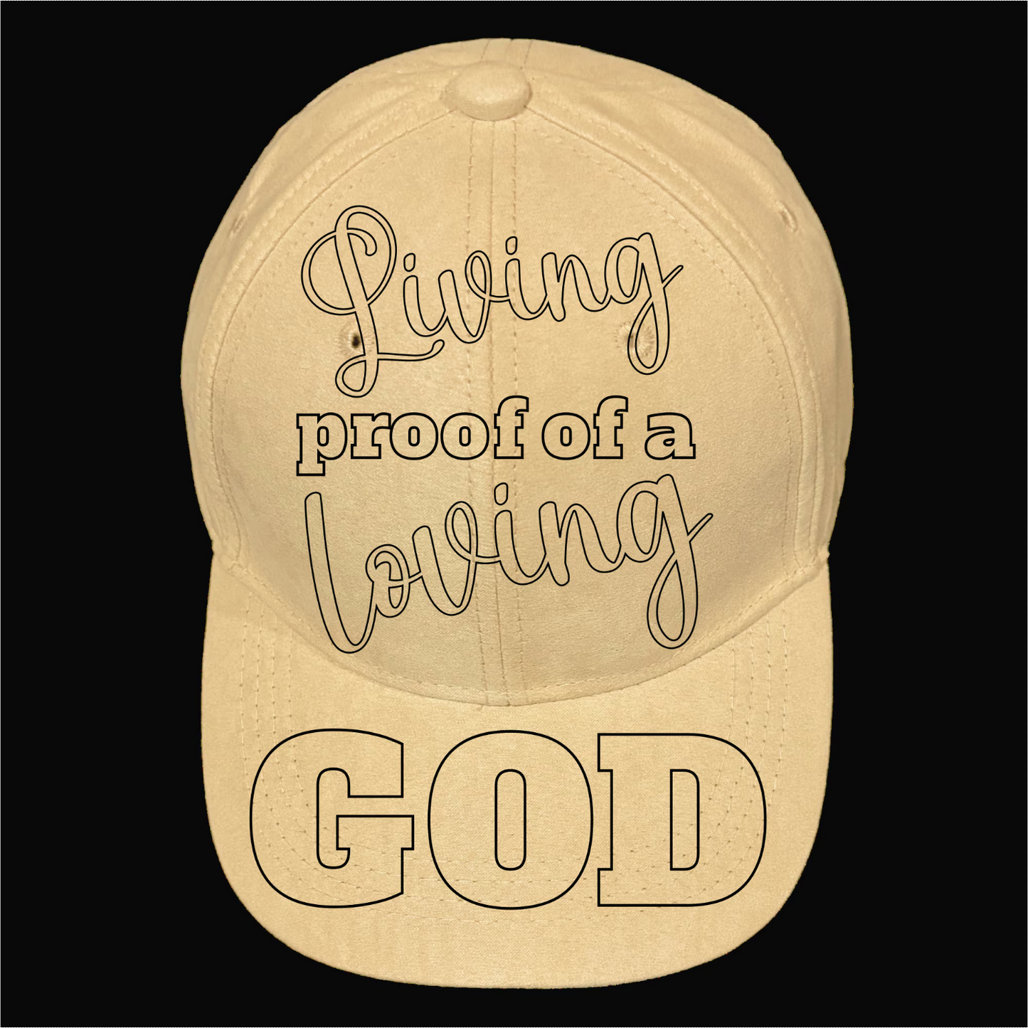 Living Proof Of A Loving God Traceable Baseball Cap Burning Design