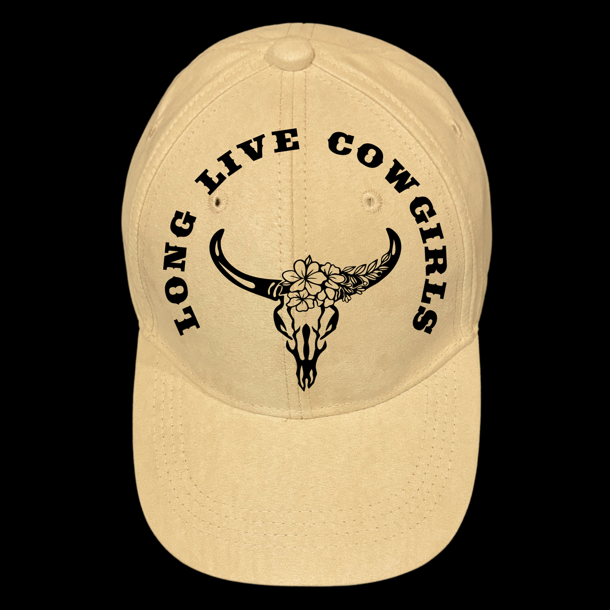 Cowgirl Skull design on a baseball cap