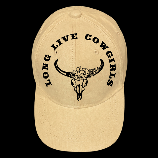 Cowgirl Skull design on a baseball cap