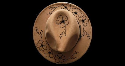Lovely Flowers hat burning design for narrow brim hats