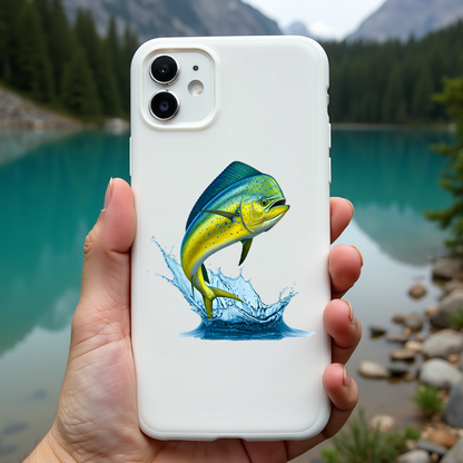 Mahi-Mahi Dolphinfish Jumping PNG Digital Design on a cell phone case