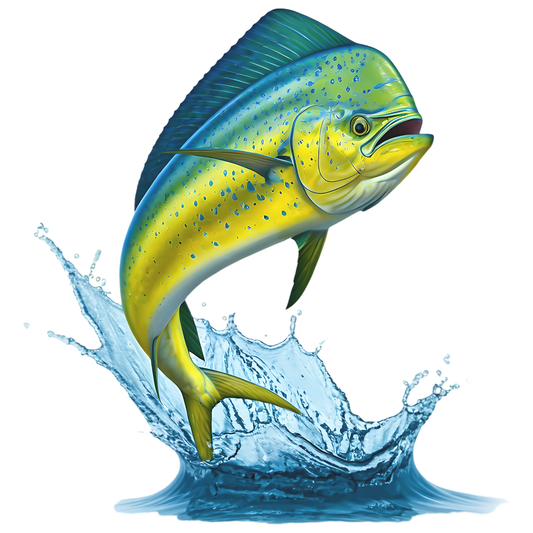 Mahi-Mahi Dolphinfish Jumping PNG Digital Design