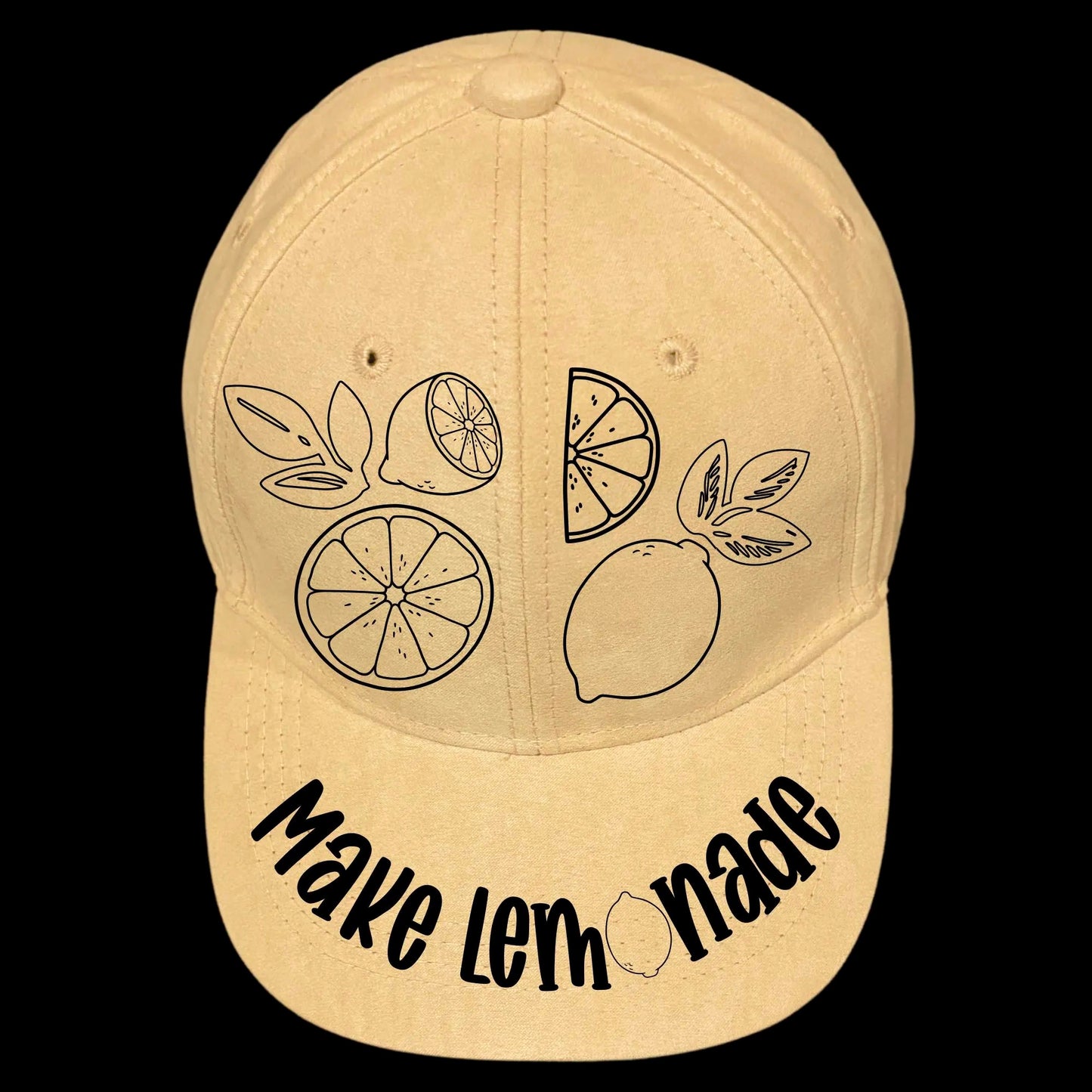 Make Lemonade burned hat burning design on a baseball cap