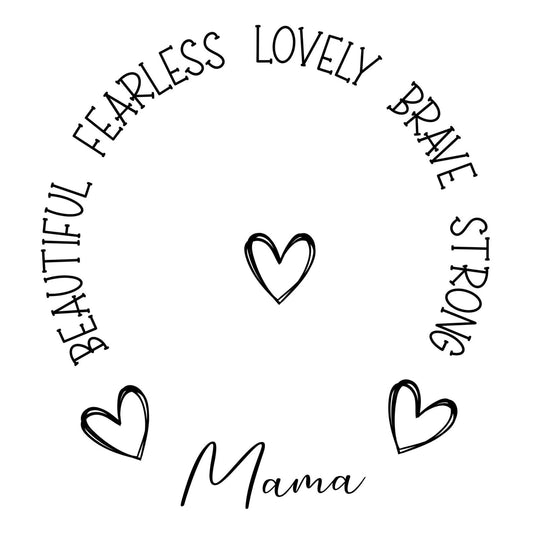 Mama Hearts hat burning design