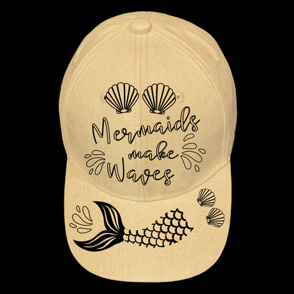 Mermaids Make Waves design on a baseball  cap