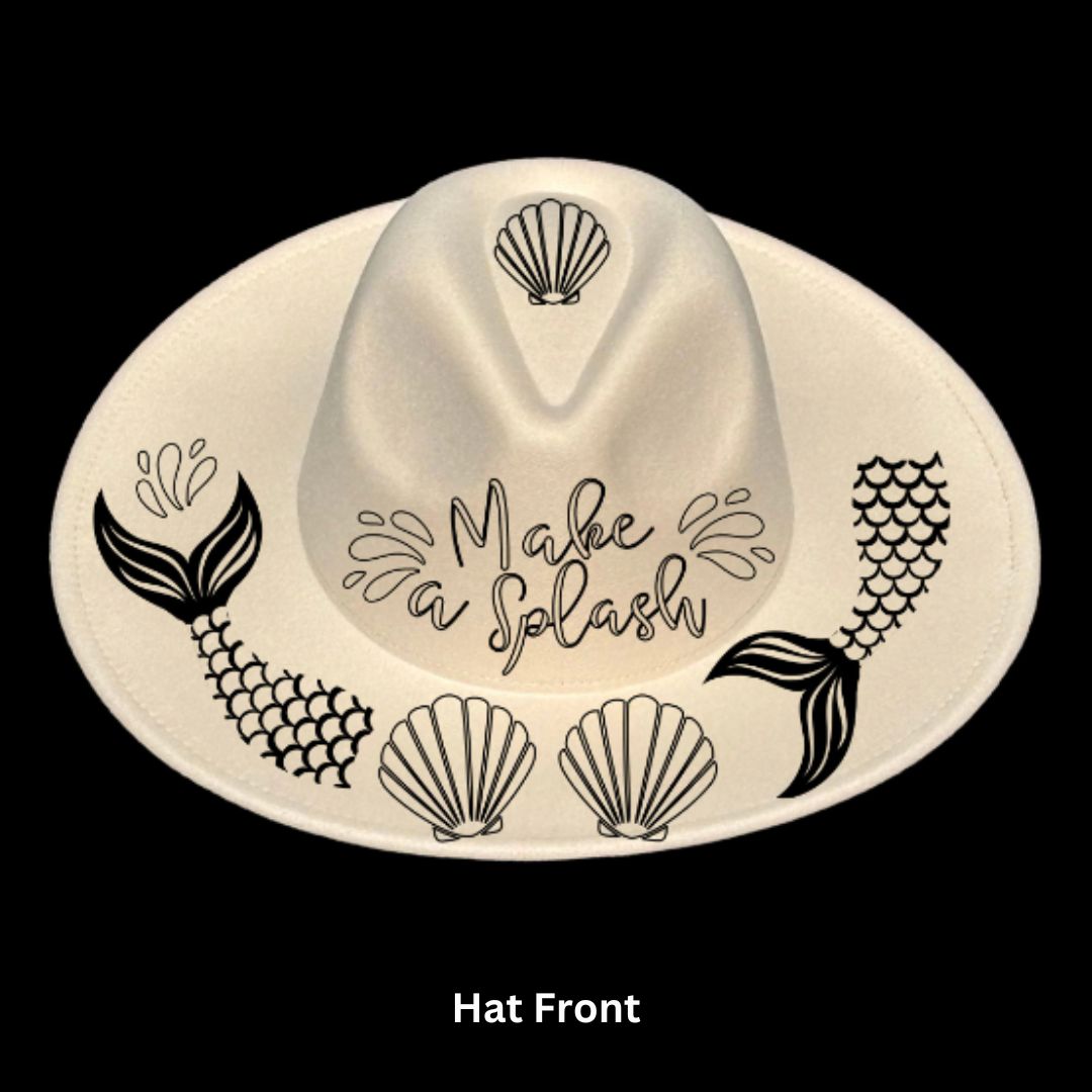Mermaids Make Waves Boho wide print hat front view