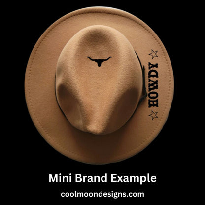 Example of a mini brand on a narrow brim hat