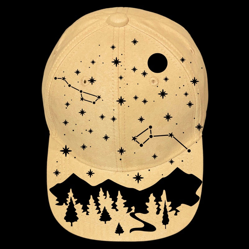 Mountain Night Sky design on a baseball cap