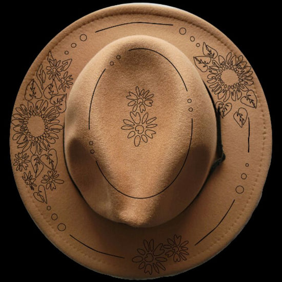 Narrow brim hat with burned design for DIY crafts