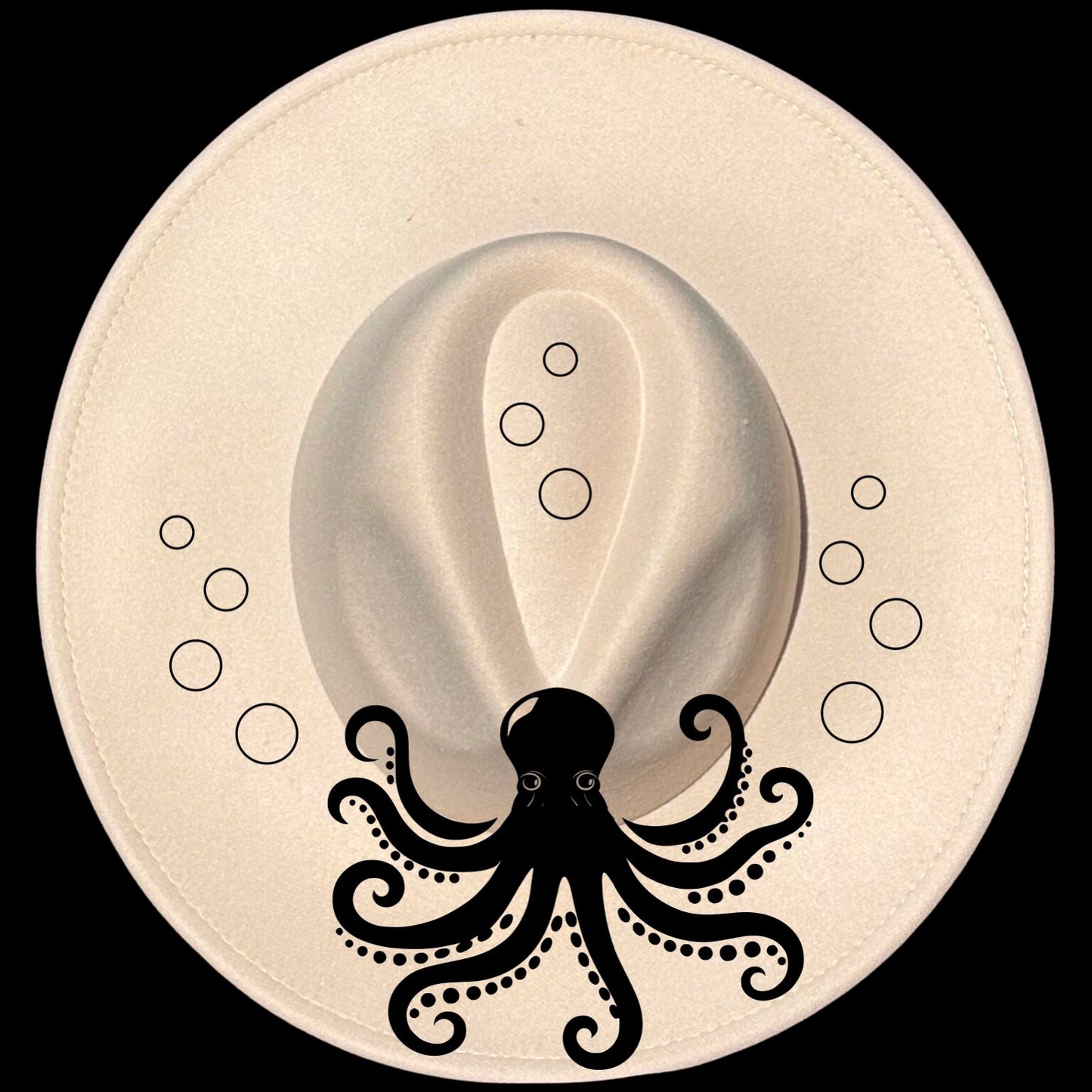 Octopus design on a wide brim hat