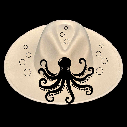 Octopus design on a wide brim hat