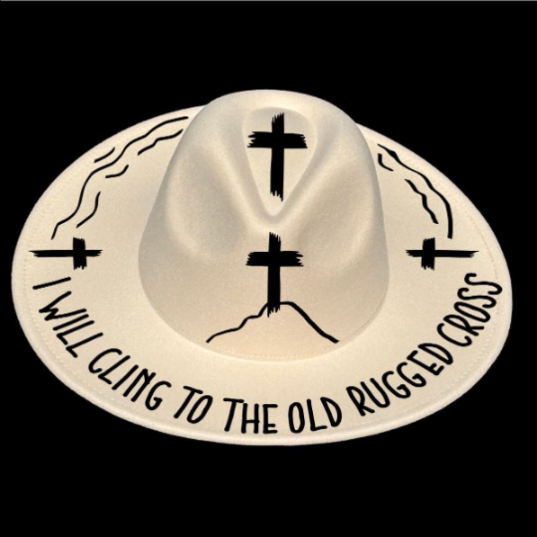 Old Rugged Cross Design on the front of a hat