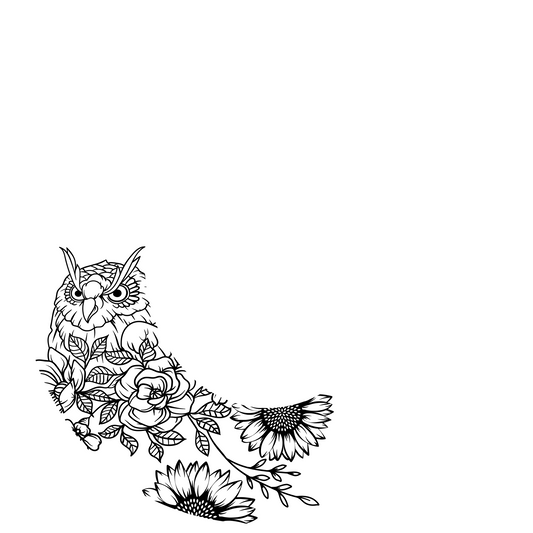 Owl Flowers hat burning design