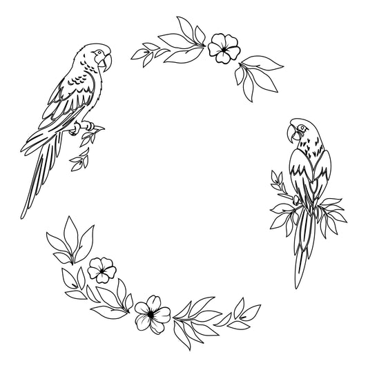 Parrots Boho Wide Brim Hat Burning Design SVG PNG