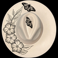 Periwinkle butterflies design on a wide brim hat