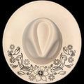 Periwinkle wreath design on a wide brim hat