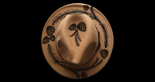 Pine Wreath design on a narrow brim hat