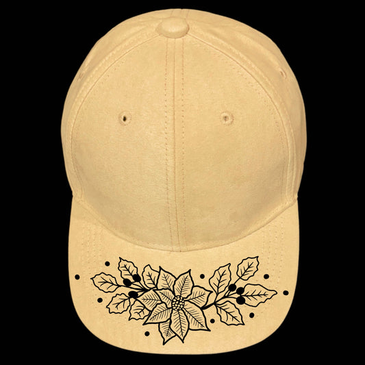 Poinsettia Bouquet burned hat burning design on a baseball cap