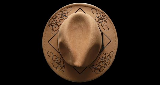 Posies And Diamon design on a narrow brim hat