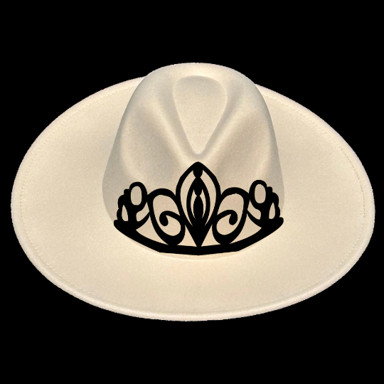Rodeo Crown design on a wide brim hat