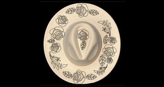 Floral Rose design on a wide brim hat