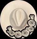 Roses Dark Outline design on a wide brim hat