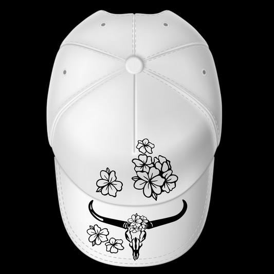 Skull Floral design on a baseball  cap