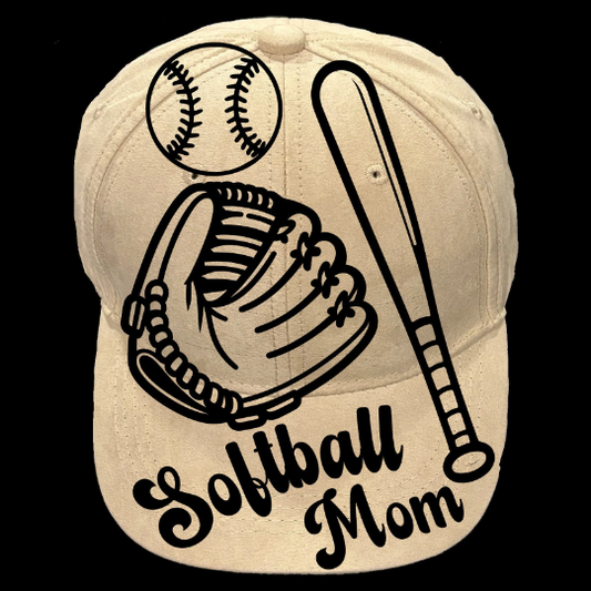 Softball Mom Bat Ball design on a baseball cap