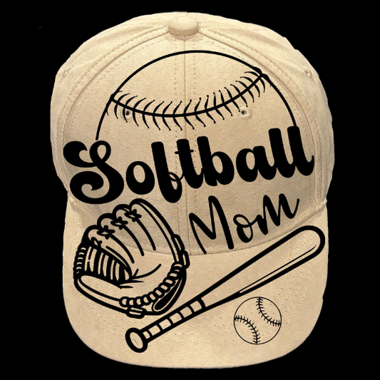 Softball Mom Half design on a baseball cap