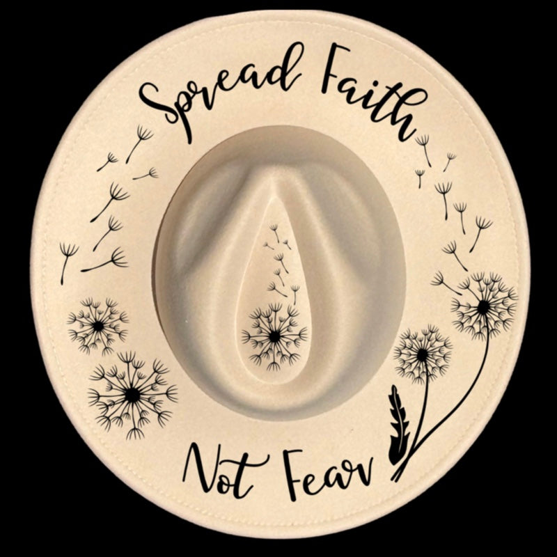 Spread Faith design on a wide brim hat