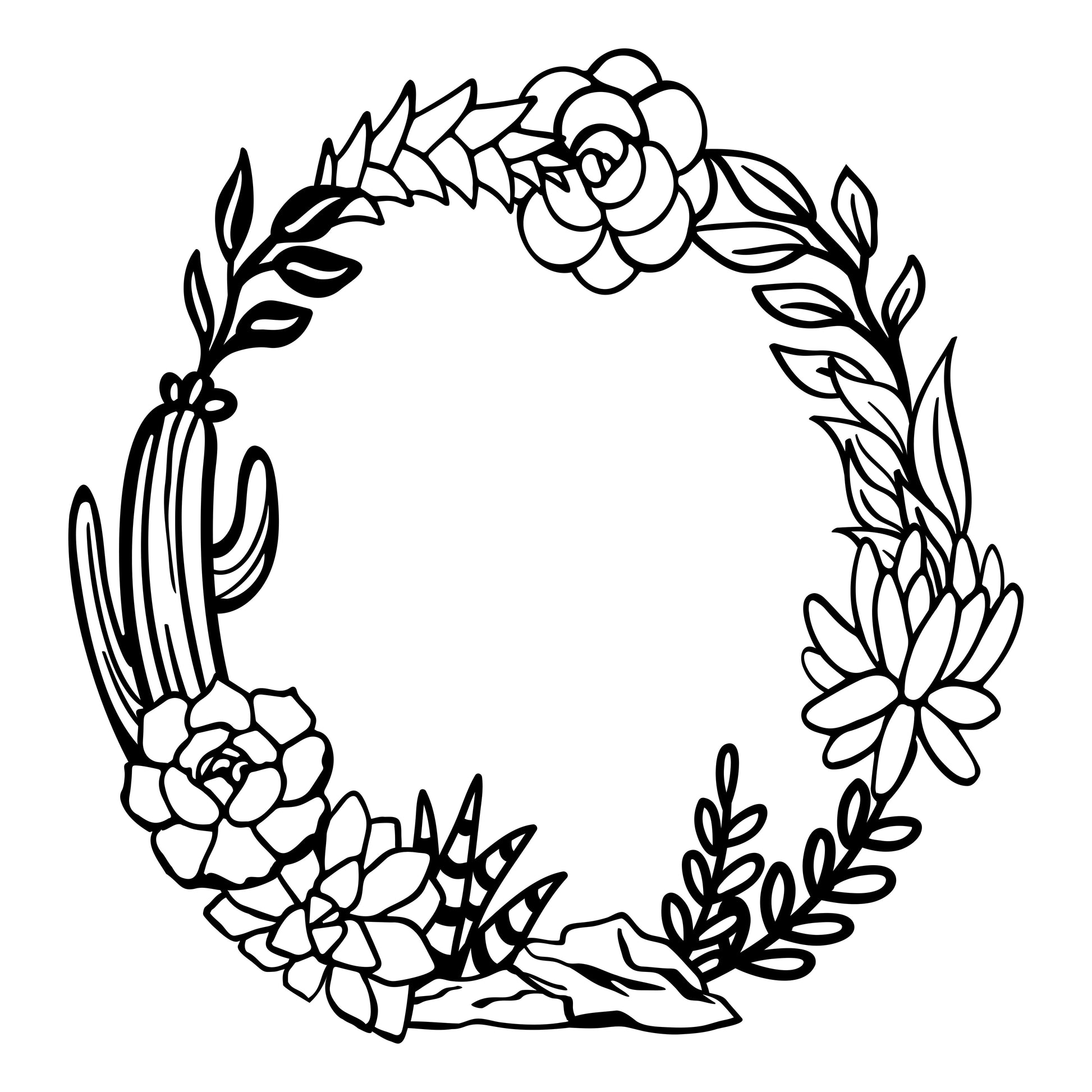 succulent wreath drawing Succulent Wreath Wide Brim Hat Design – Cool Moon Designs
