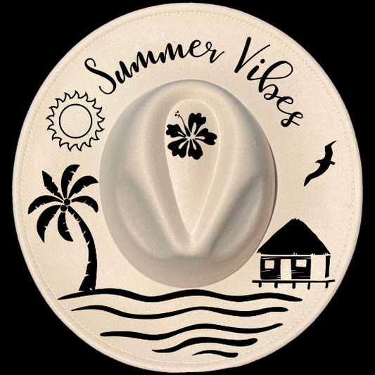 Summer Vibes design on a wide brim hat