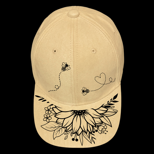 Sunflower design on a baseball cap