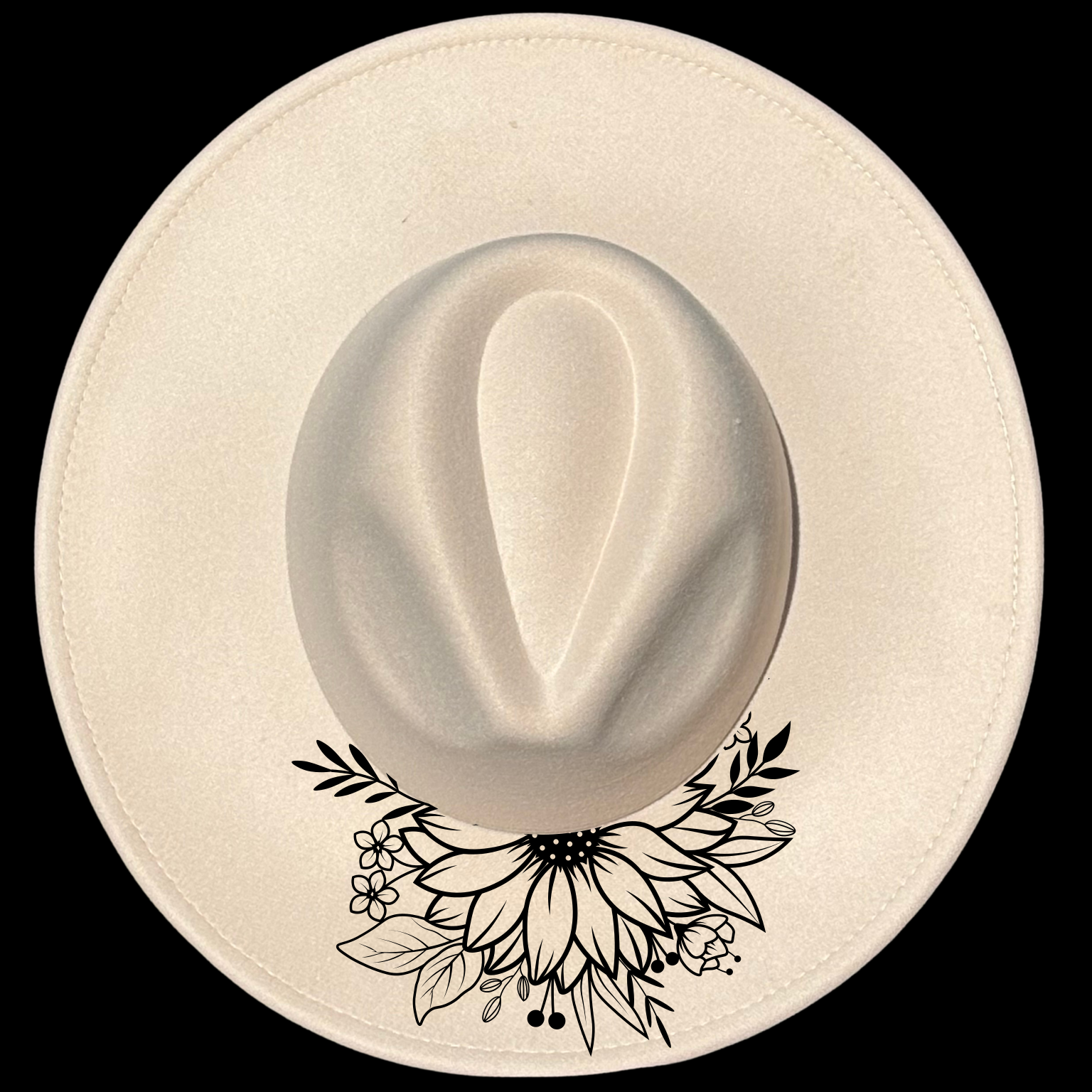 Sunflower Floral design on a wide brim hat