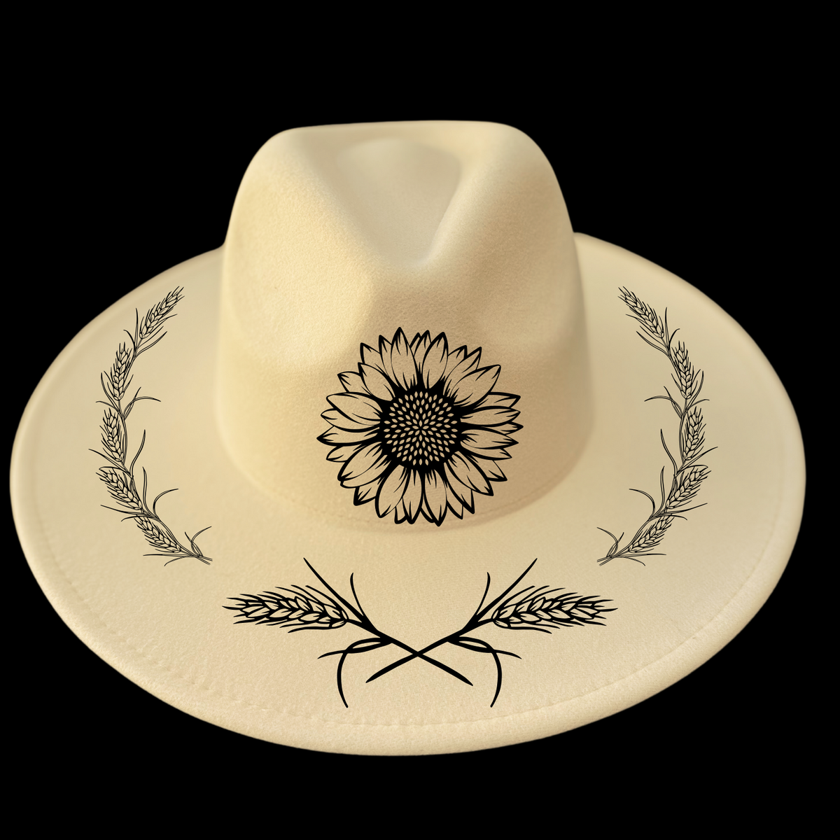 Women\'s Cream Sunflower Embossed Wide-Brim Hat Wide Brim Sunflower Hat – Prim & Saucy Boutique main image 3
