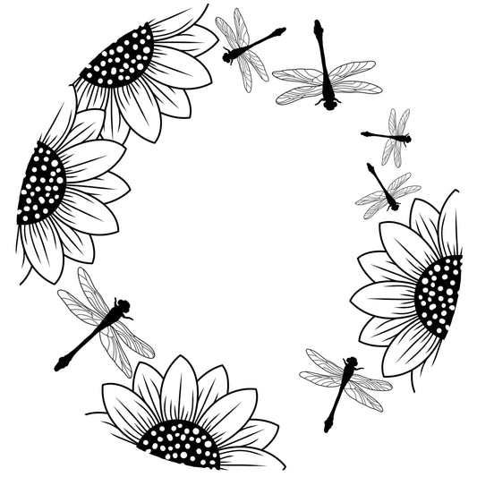 Sunflower Dragonfly hat burning design