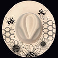 Sunflower Honeycomb Bees design on a wide brim hat