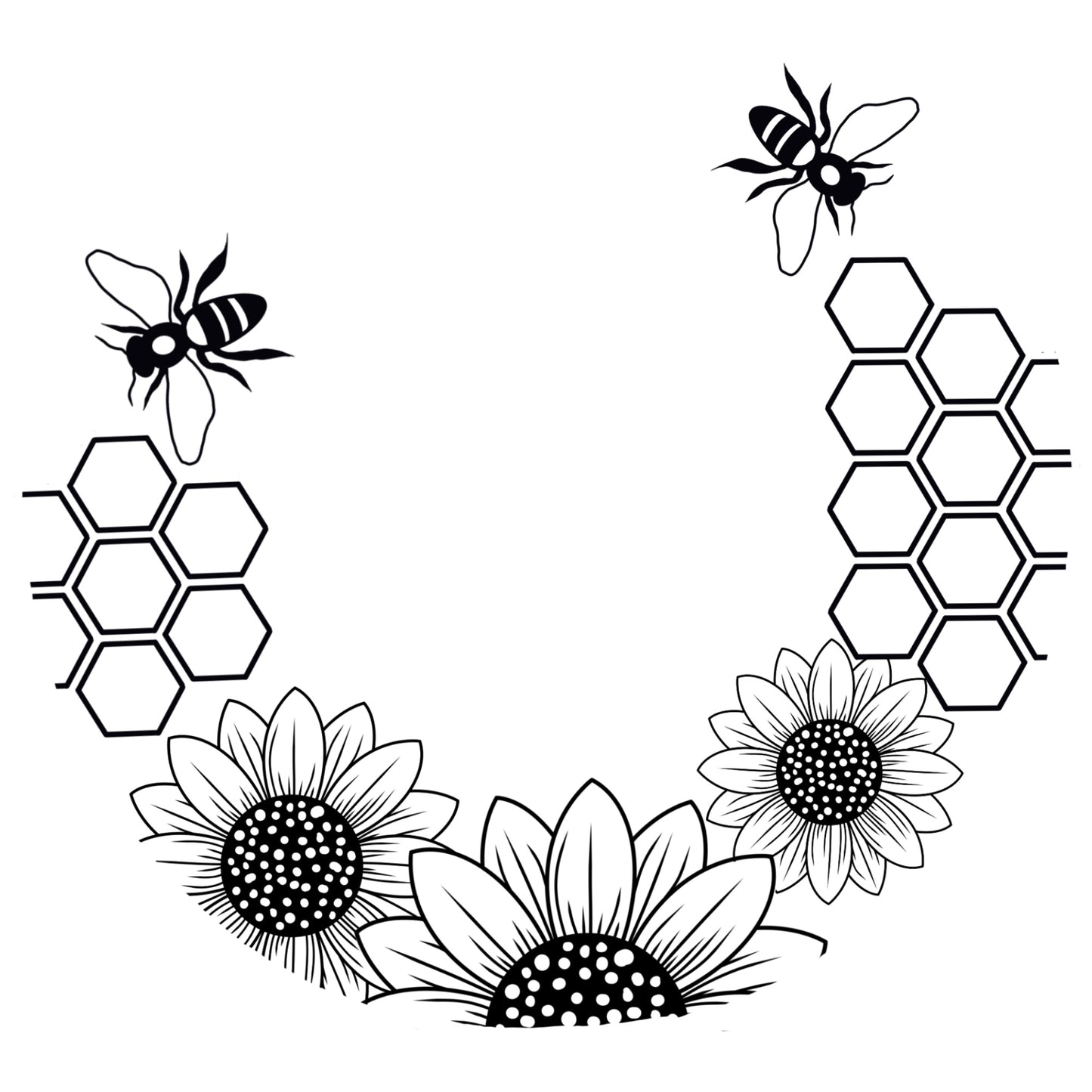 Sunflower Honeycomb Bees hat burning design